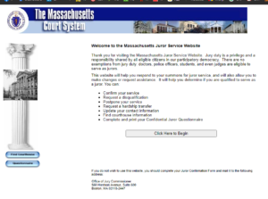 Massachusetts Juror Service Website