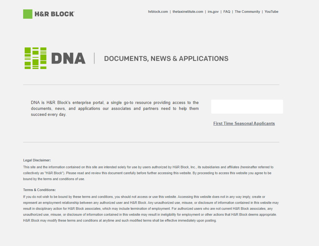 dna h&r login